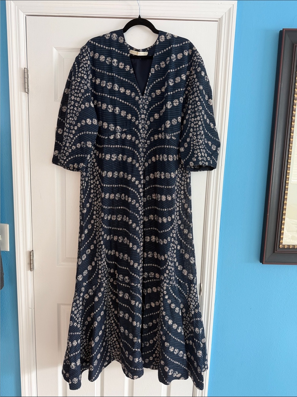 Marie Oliver Navy and White Patterned Maxi Dress